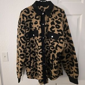 Leopard Print Fleece Jacket